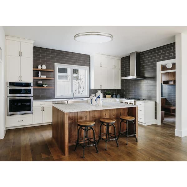 Owens 32.4 in. Brushed Nickel Integrated LED Flush Mount Ceiling Light