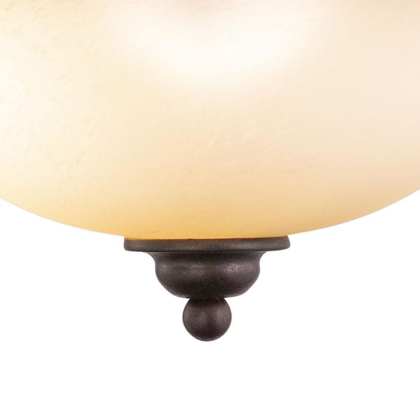 Monrovia 17 in. W Bronze Bowl Semi Flush Mount Ceiling Light Cognac Glass