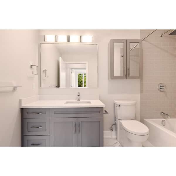 30 in. 4-Light Brushed Nickel Warm White 3000K Dimmable ETL Listed Decorative Wall LED Sconce with Frosted Shades