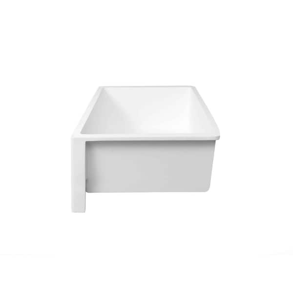 Farmhouse Apron Front Acrylic 30 in. Single Bowl Kitchen Sink in Designer White