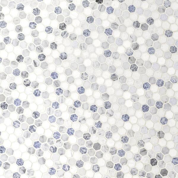 Azula Hexagon 12 in. x 12 in. x 10mm Polished Marble Mesh-Mounted Mosaic Tile (9.6 sq. ft. / Case)