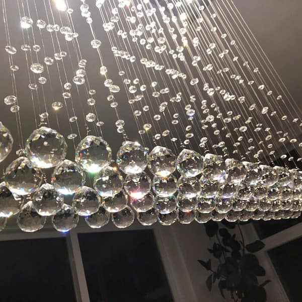 Albany 6-Light Clear Kitchen Island Geometric Chandelier with Crystal Accents