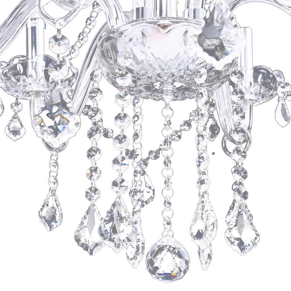 33 in.H x 22 in.W 6 -Light Clear Pendant Lighting Fixture Chandelier with K9 Crystal Dangles