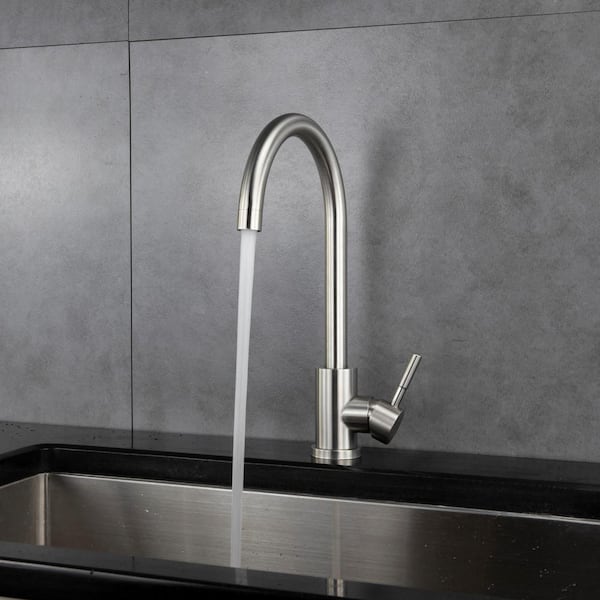 Single Hole Single-Handle Kitchen Faucet in Brushed Nickel