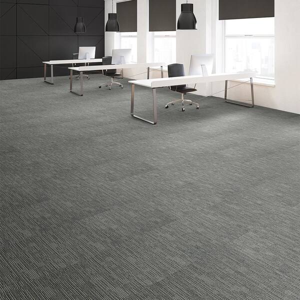 Merrick Brook Gray Commercial 24 in. x 24 in. Glue-Down Carpet Tile (24 Tiles/Case) 96 sq. ft.