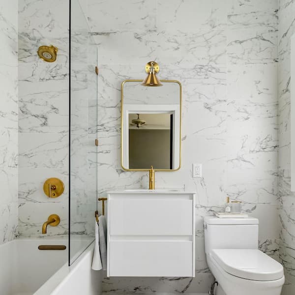 Rhem 7 in. 1-Light Brass Gold Wall Sconce Light