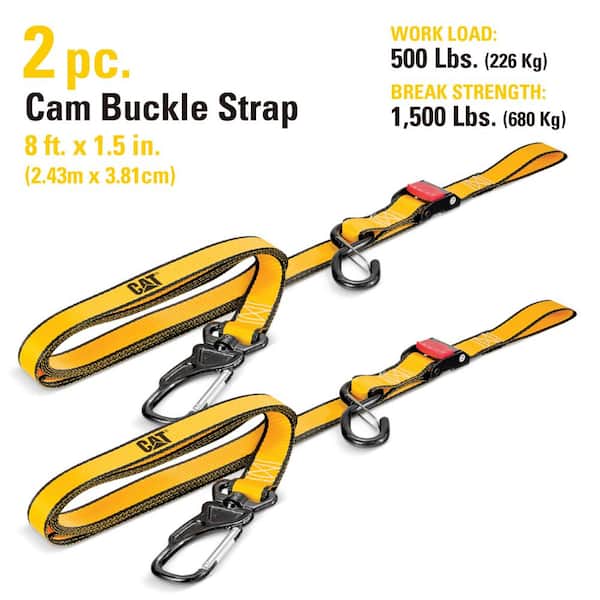 8 ft. x 1-1/2 in. 500 lbs. Swivel Hook Cam Buckles Set with Soft Straps Yellow (4-Piece)