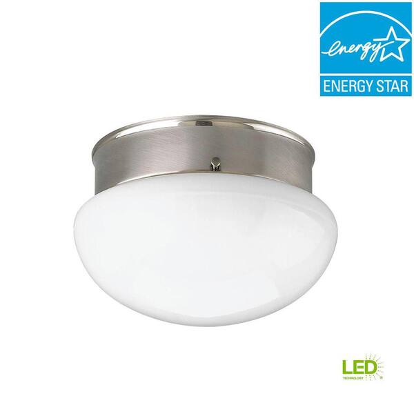 7.5 in. 1-Light Brushed Nickel LED Flush Mount