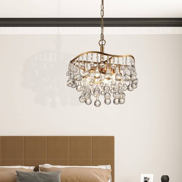 Cheyenne 4 -Light Gold Unique Tiered Chandelier with Crystal Accents