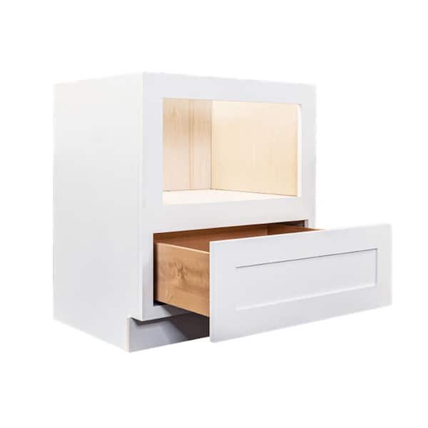 Lancaster White Plywood Shaker Stock Assembled Base Microwave Kitchen Cabinet 30 in. W x 34.5 in. H x 24 in. D