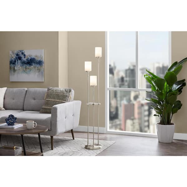 Ayelen 59 in. Brushed Nickel Floor Lamp with Frosted Glass Shade