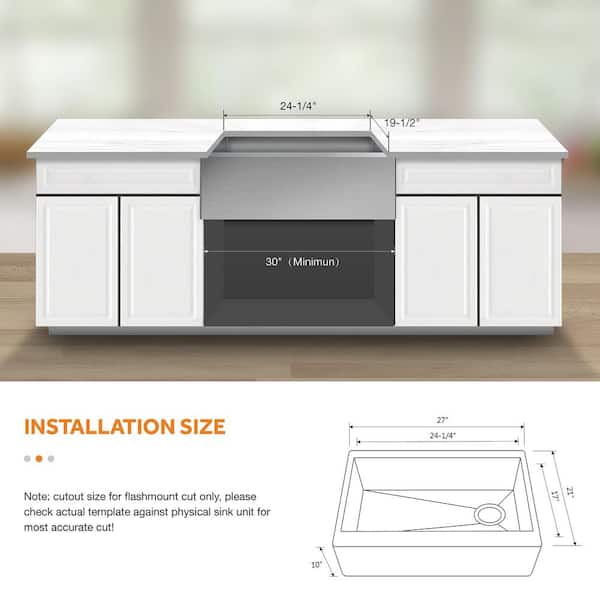 Professional 27 in All-in-One Farmhouse/Apron-Front 16G Stainless Steel Single Bowl Kitchen Sink with Spring Neck Faucet