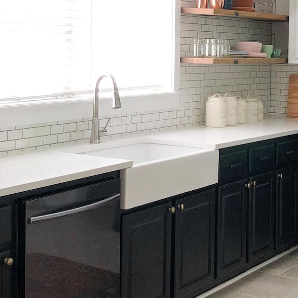 Grace 34 in. Quick-Fit Undermount Single Bowl Crisp White Fireclay Kitchen Sink