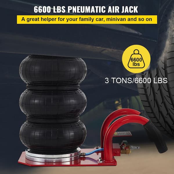 Triple Bag Air Jack 3-Ton Portable Pneumatic Car Jacks 6600 lbs. Fast Lifting up to 16 in. Heavy-Duty & Quick Lifting