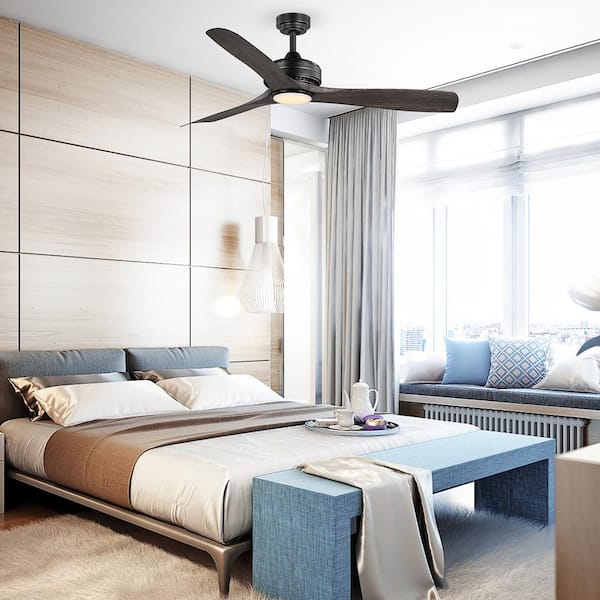 Bayshire 60 in. LED Indoor/Outdoor Matte Black Ceiling Fan with Remote Control and White Color Changing Light Kit