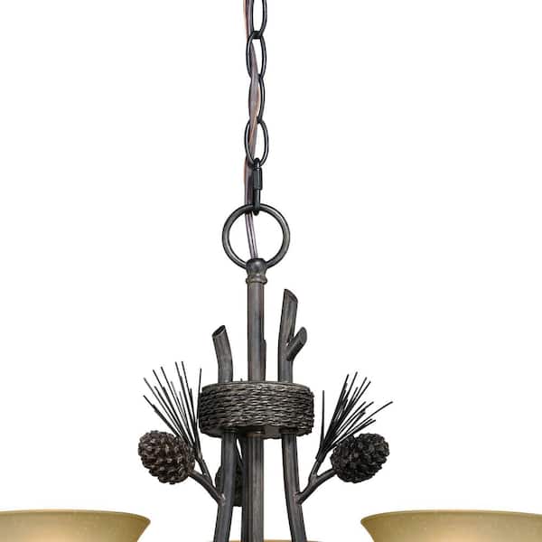 Sierra 3-Light Bronze Rustic Pinecone Mini Chandelier