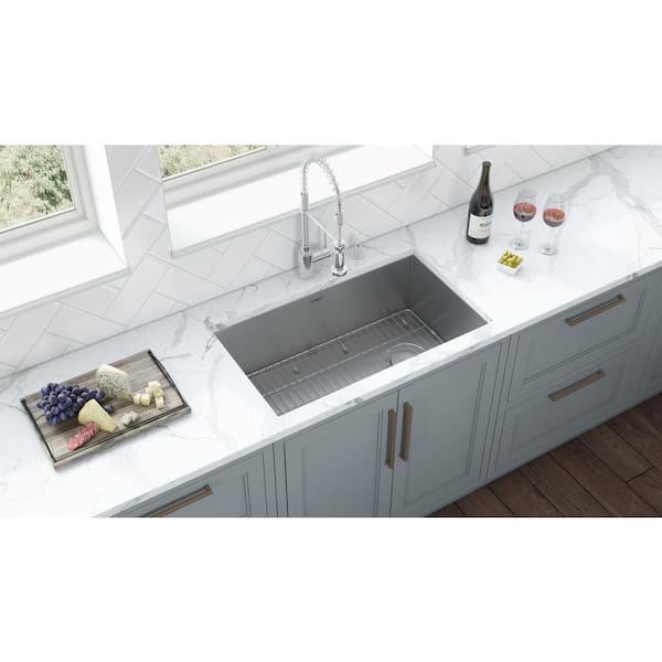 Slope Bottom Offset Drain 16-Gauge Stainless Steel 30 in. Single Bowl Undermount Kitchen Sink