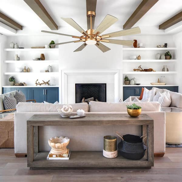 60 in. Windmill 8-Blade Integrated LED Gold Ceiling Fan with Light and Remote Control