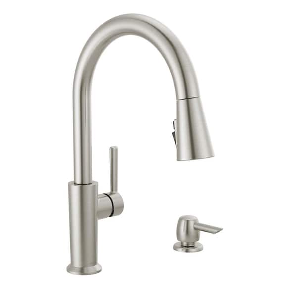 Emery Single-Handle Pull-Down Sprayer Kitchen Faucet with ShieldSpray and Soap Dispenser in SpotShield Stainless Steel