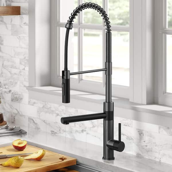 Artec Pro Pull-Down Single Handle Kitchen Faucet with Pot Filler in Matte Black / Spot Free Black Stainless Steel