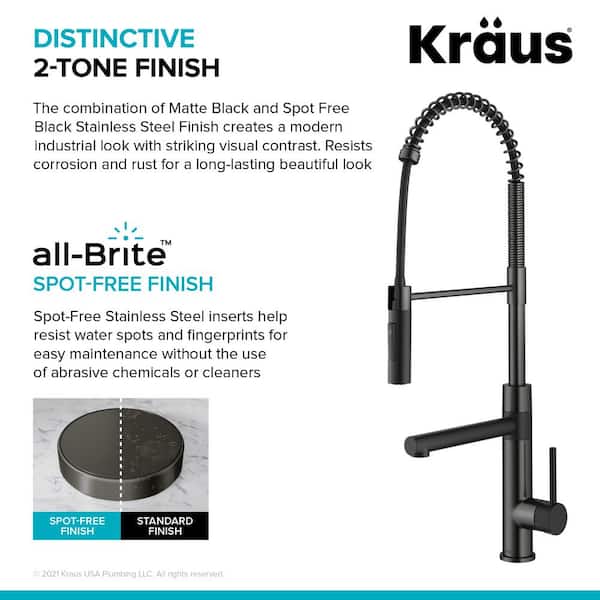 Artec Pro Pull-Down Single Handle Kitchen Faucet with Pot Filler in Matte Black / Spot Free Black Stainless Steel