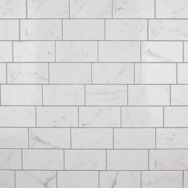 Classico Carrara Glossy 3 in. x 6 in. Ceramic Wall Tile (5.72 sq. ft./Case)
