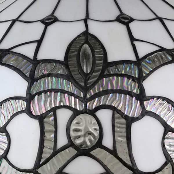 Tiffany Style 16 in. W 2-Light White Vintage Pendant Lamp