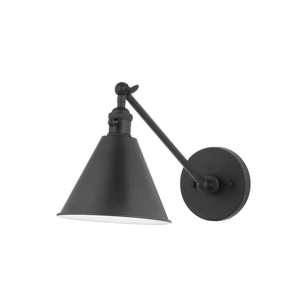 Salem 1-Light Midnight Black Wall Sconce with Midnight Black Metal Shade