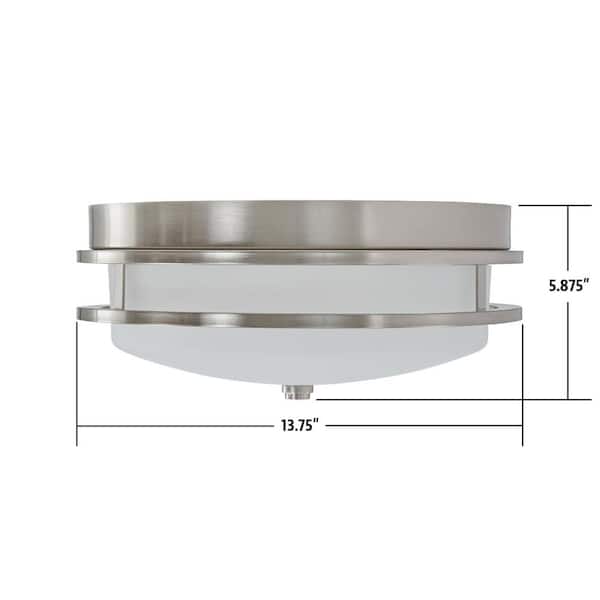13.75 in. 1-Light Brushed Nickel LED Flush Mount