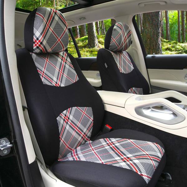 Tartan57 Plaid Print 47 in. x 23 in. x 1 in. Seat Covers - Combo Full Set
