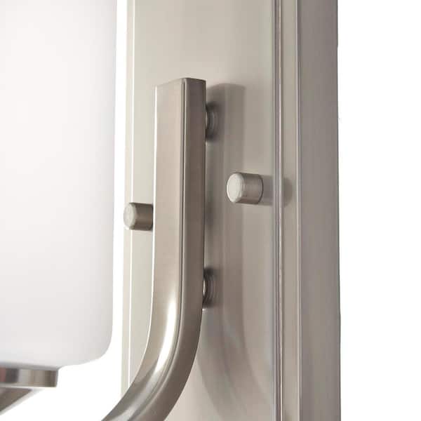 1-Light Brushed Nickel Wall Sconce with Frosted Opal Glass Shade