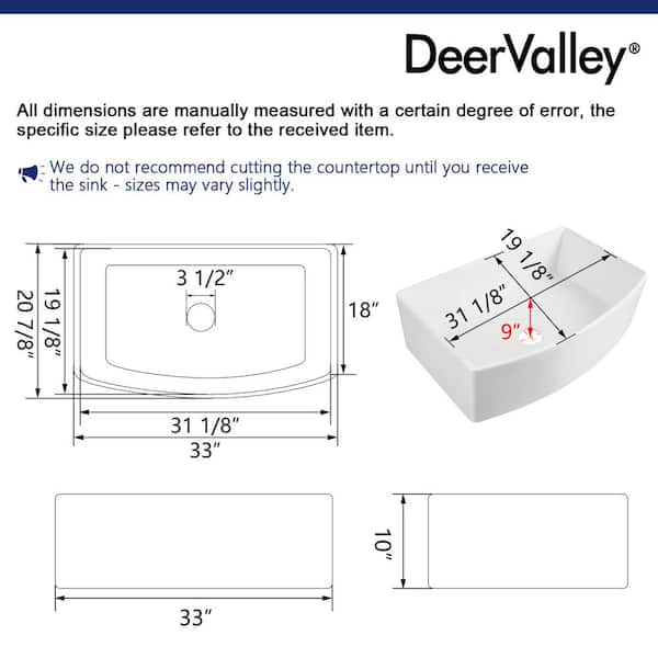 Grove Fireclay 33 in. L x 21 in. W Single Bowl Farmhouse Curved Kitchen Sink with Sink Grid and Basket Strainer