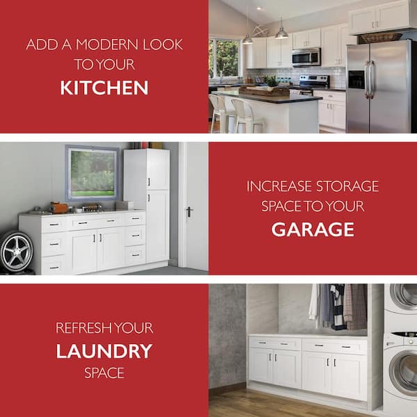 Brookings Plywood Ready to Assemble Shaker 15x34.5x24 in. 3-Drawer Base Kitchen Cabinet in White