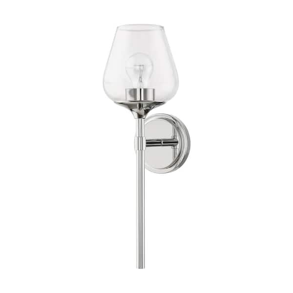 Willow 1-Light Polished Chrome Wall Sconce with Clear Glass