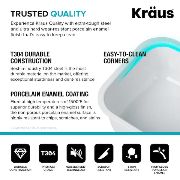 Pintura 31 1/2-inch 16 Gauge Undermount Single Bowl Enameled Steel Kitchen Sink in White