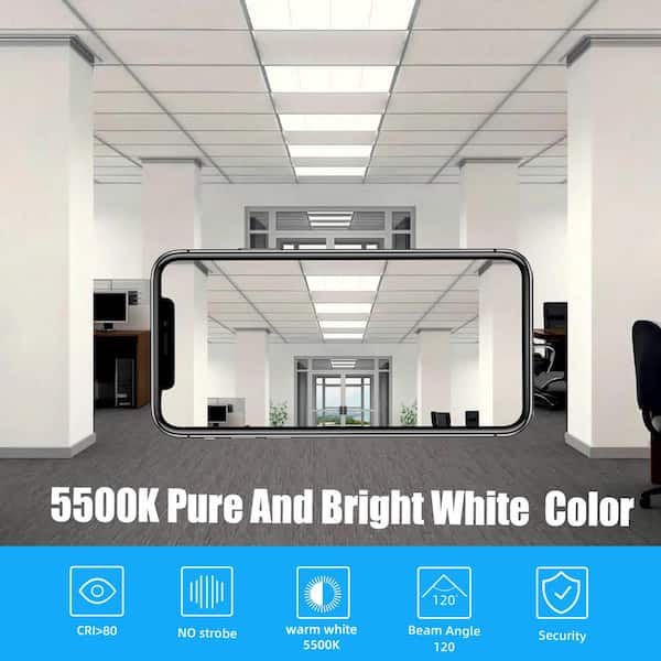 2 ft. x 2 ft. 5800 Lumens Integrated White LED Panel Light Office Lighting 5000K(2-Pack)