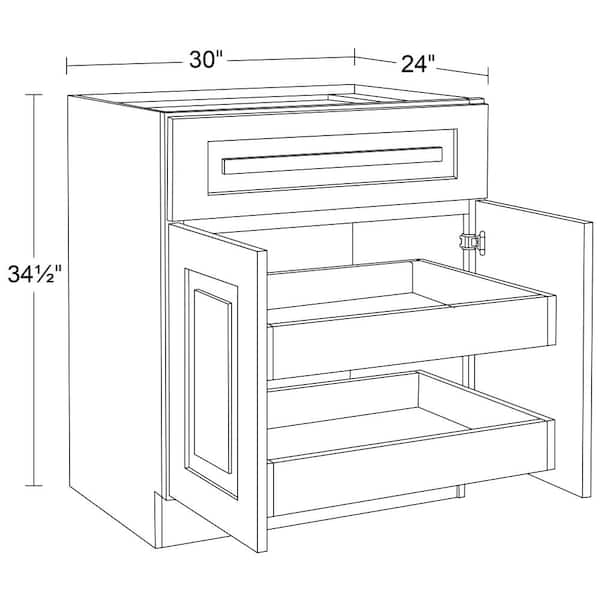 Grayson Mythic Blue Painted Plywood Shaker Assembled Base Kitchen Cabinet 2 ROT Soft Close 30 in W x 24 in D x 34.5 in H