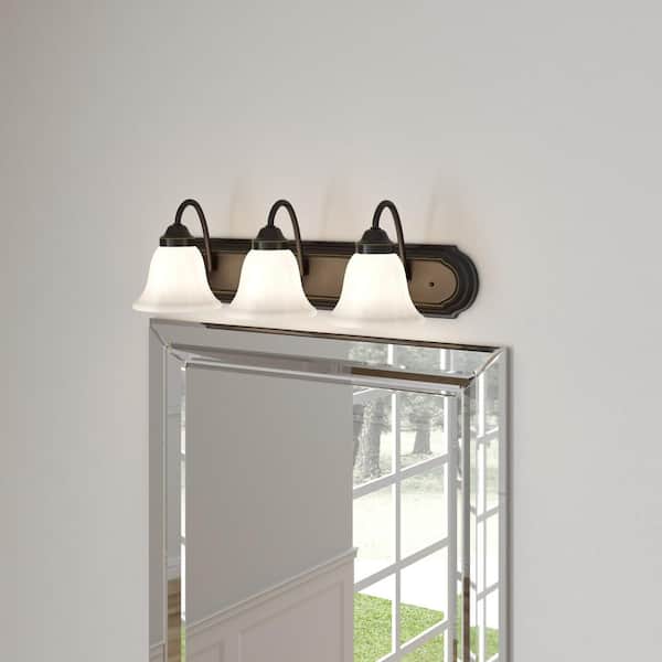 Solvang 24 in. 3-Light Antique Bronze Traditional Bathroom Vanity Light with Alabaster Glass