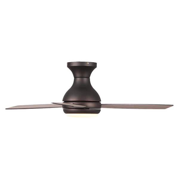 Beckette 48 in. Oil Rubbed Bronze Flush Mount Integrated LED Ceiling Fan with Light and Remote Control