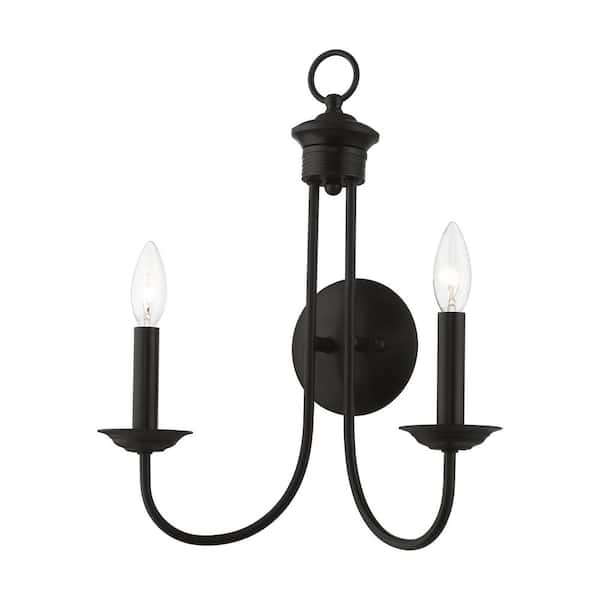 Estate 14 in. 2-Light Black Double Wall Sconce