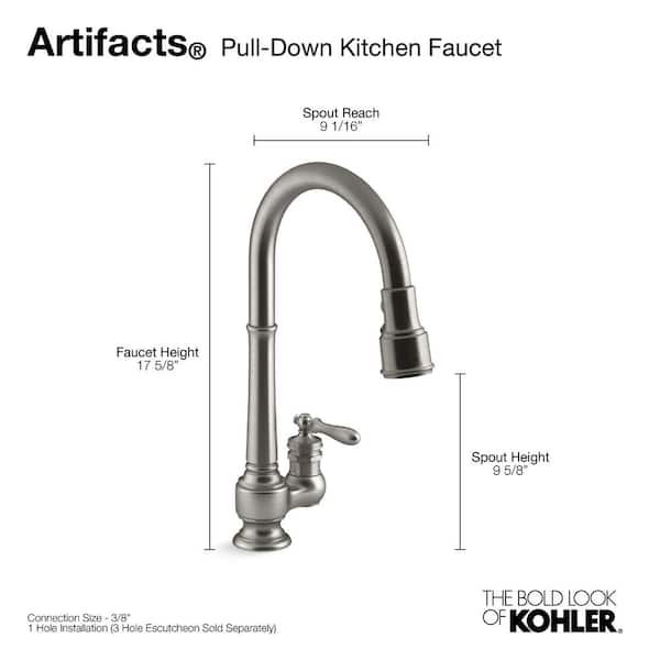 Artifacts Single-Handle Pull-Down Sprayer Kitchen Faucet in Vibrant Stainless