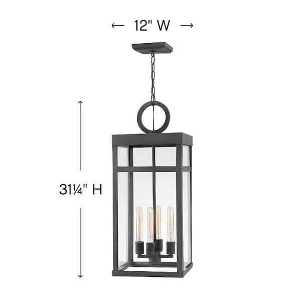 Porter Large 4-Light Aged Zinc Outdoor Hanging Pendant