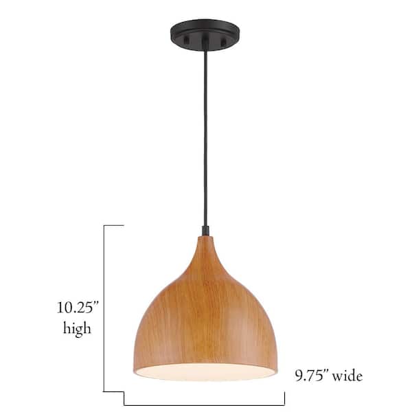 Hana 60-Watt 1-Light Mini-Pendant with Robusta Wood Finish Shade