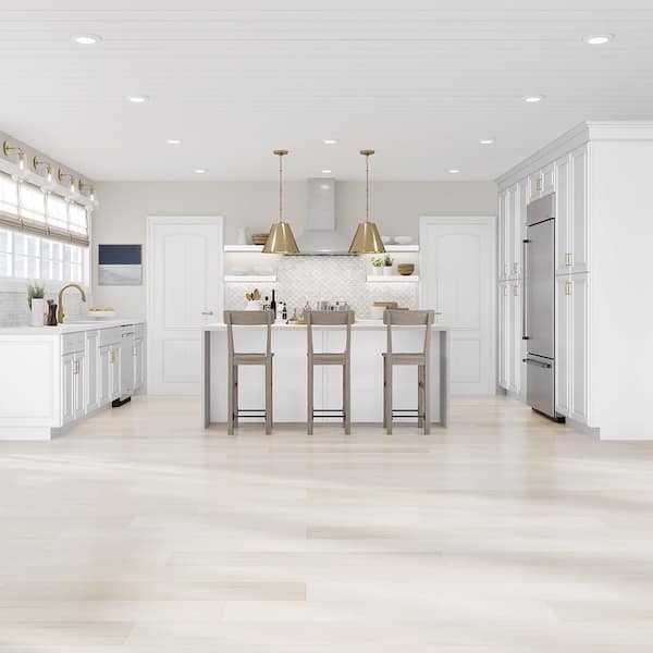 Hampton 24 in. W x 12 in. D x 30 in. H Assembled Diagonal Corner Wall Kitchen Cabinet in Satin White