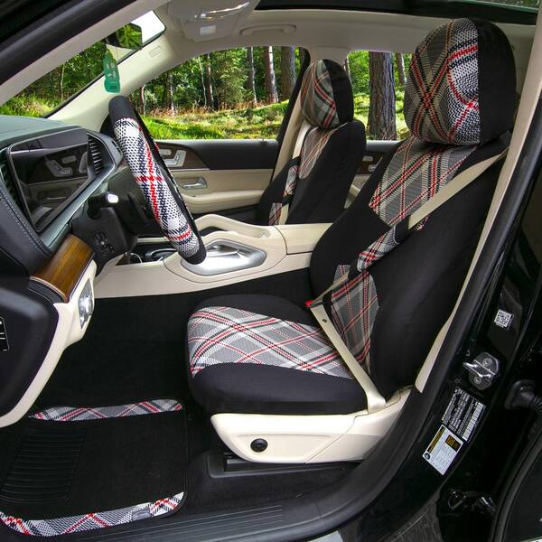Tartan57 Plaid Print 47 in. x 23 in. x 1 in. Seat Covers - Combo Full Set