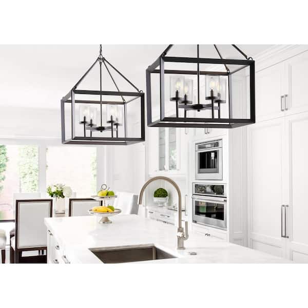 Anna 21 in. 4-Light Oil Rubbed Bronze Metal/Glass LED Pendant