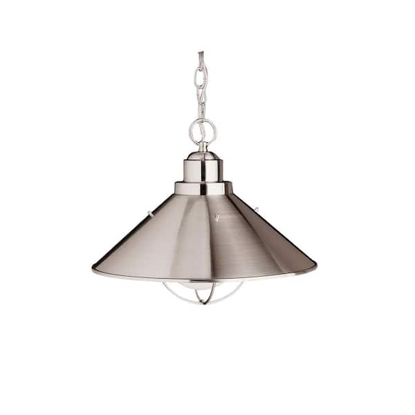 Seaside 1-Light Brushed Nickel Outdoor Porch Hanging Pendant Light (1-Pack)