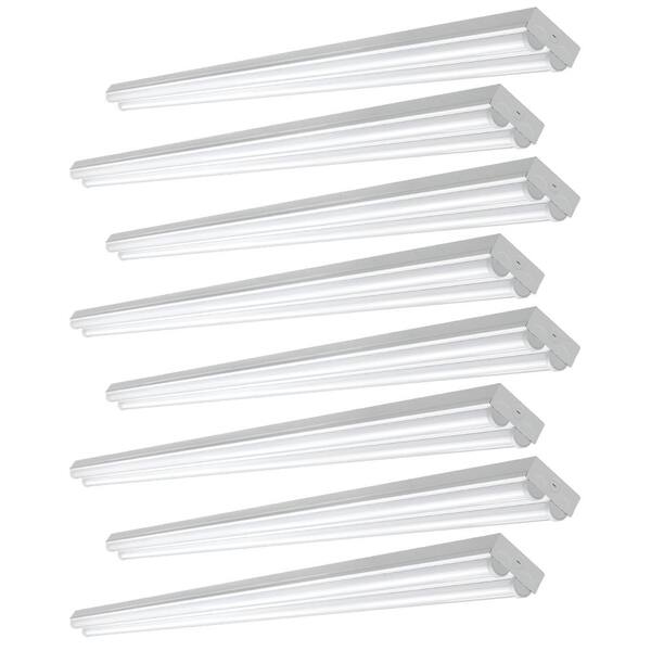 8 ft. 450-Watt Equivalent Integrated LED White Strip Light Fixture  9000 Lumens 90-Watts 4000K Bright White (8-Pack)