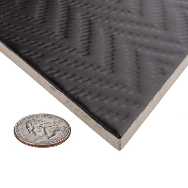 Rhombus Black 5-1/2 in. x 9-1/2 in. Porcelain Floor and Wall Tile (11.4 sq. ft./Case)