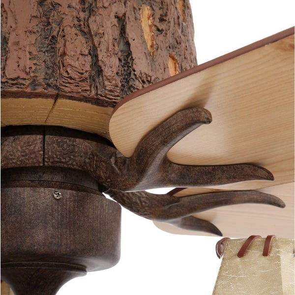 Lodge 52 in. LED Nutmeg Ceiling Fan with Light and Remote Control